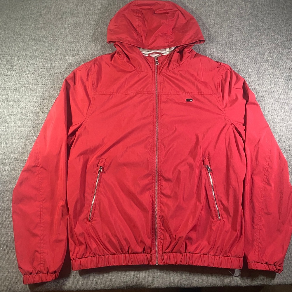 Vintage Marciano Guess Mens Red Hooded Windbreaker Jacket‎ Medium Lightweight